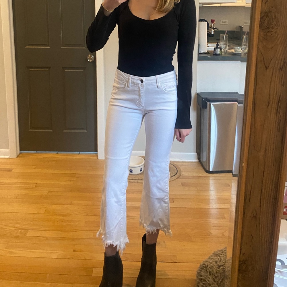 White Crop Flair Jeans